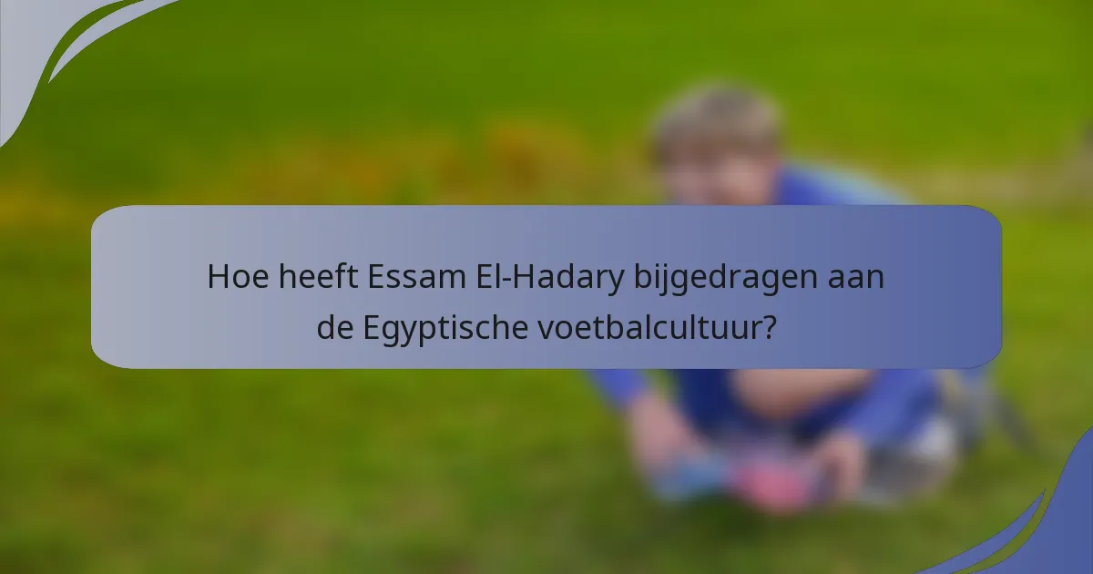 Hoe heeft Essam El-Hadary bijgedragen aan de Egyptische voetbalcultuur?