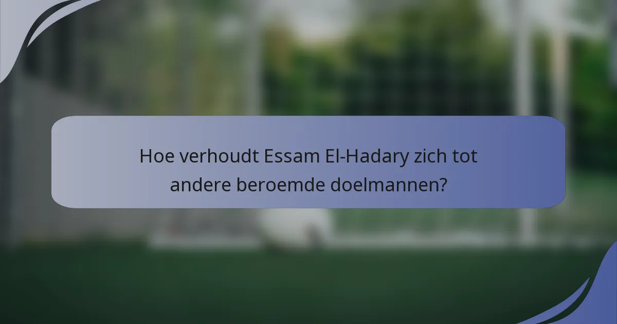 Hoe verhoudt Essam El-Hadary zich tot andere beroemde doelmannen?