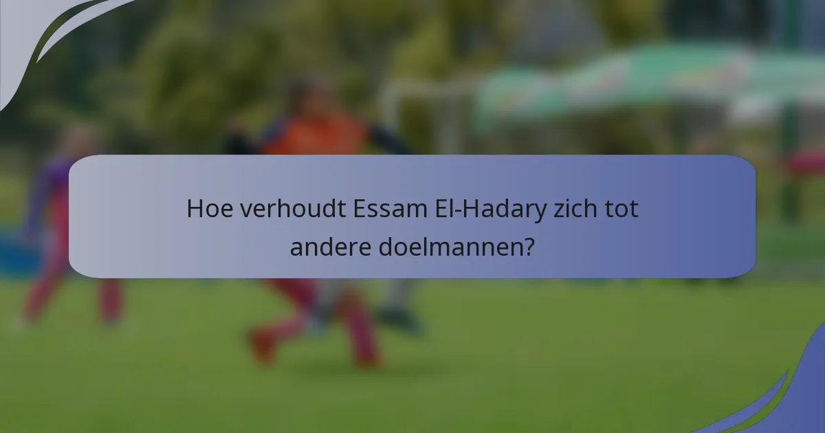 Hoe verhoudt Essam El-Hadary zich tot andere doelmannen?