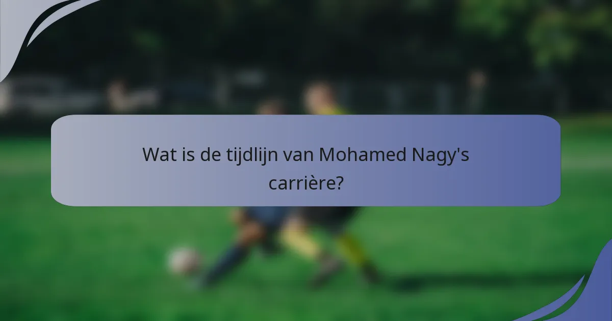 Wat is de tijdlijn van Mohamed Nagy's carrière?