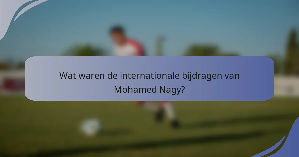 Wat waren de internationale bijdragen van Mohamed Nagy?